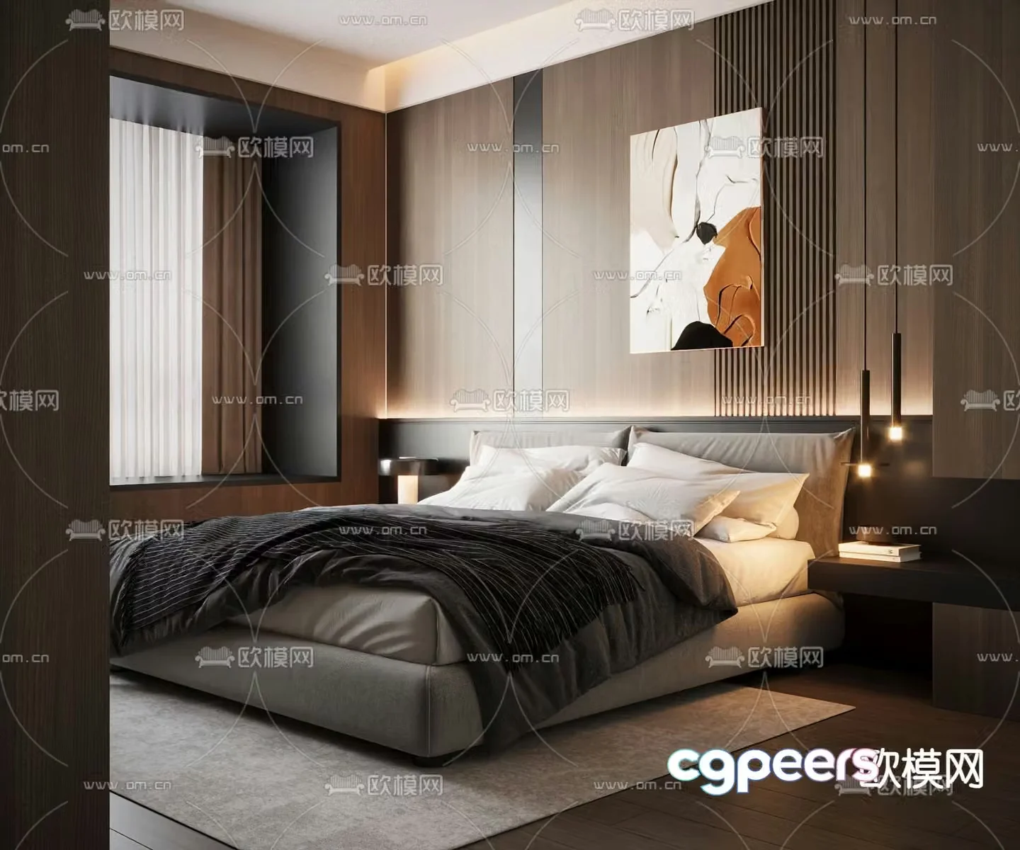 Italian double bed 3d model