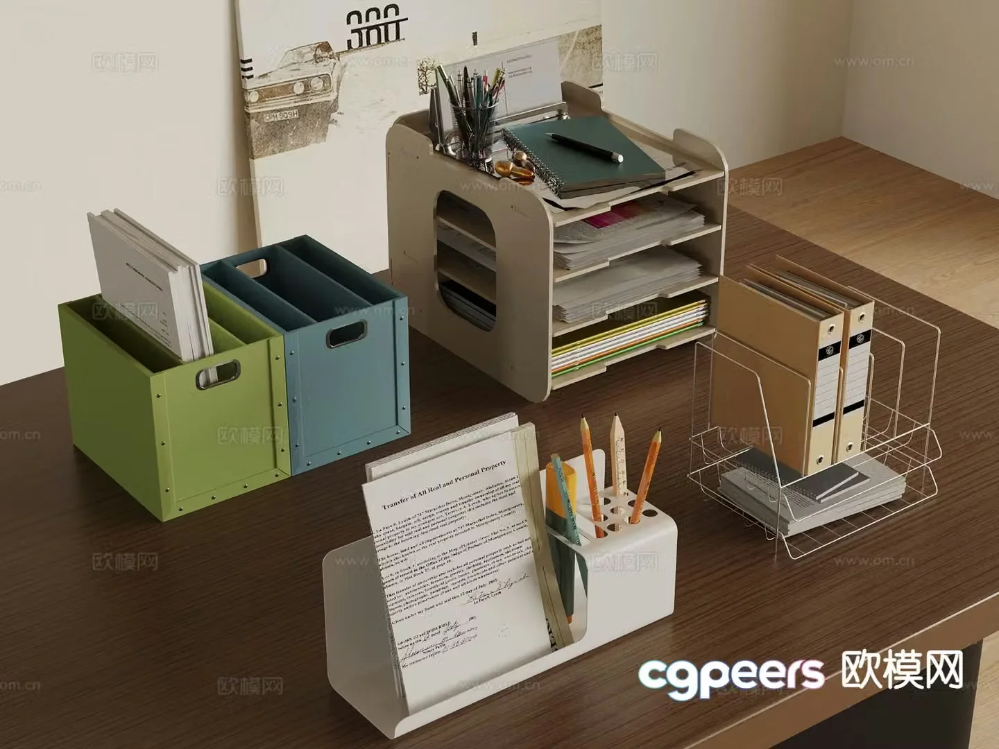 Modern office supplies folder notebook 3d model