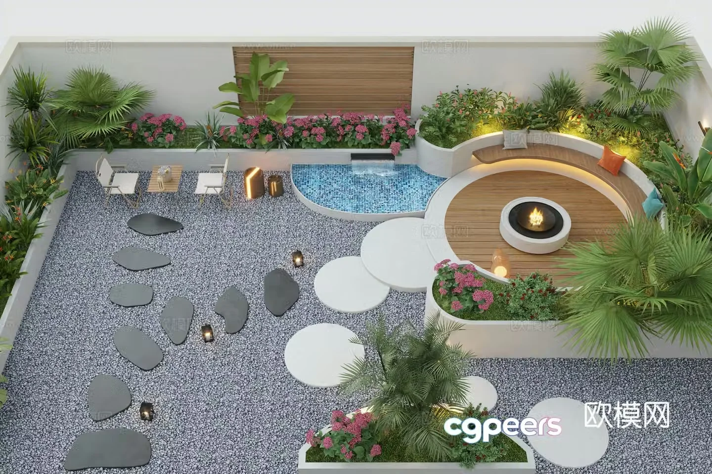 Modern courtyard landscape Villa courtyard Garden water view Landscape Landscape Landscape Sketch 3D Model