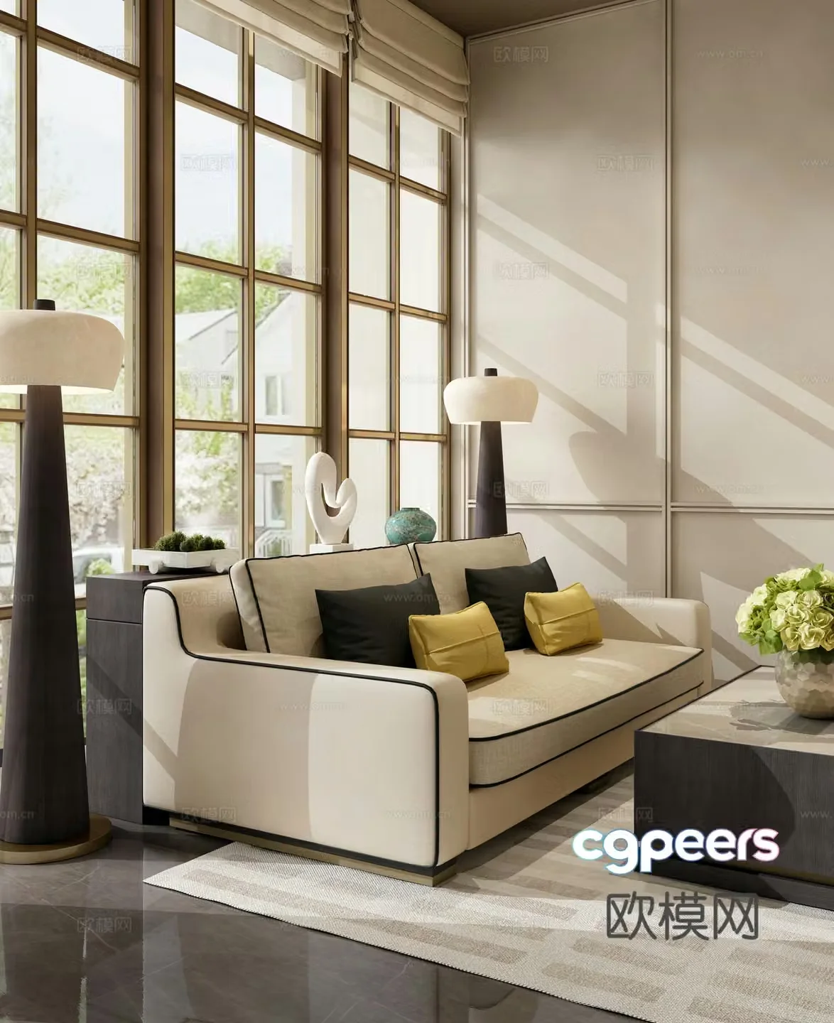 Modern sales office negotiation area rest area reception area sofa coffee table combination 3D model