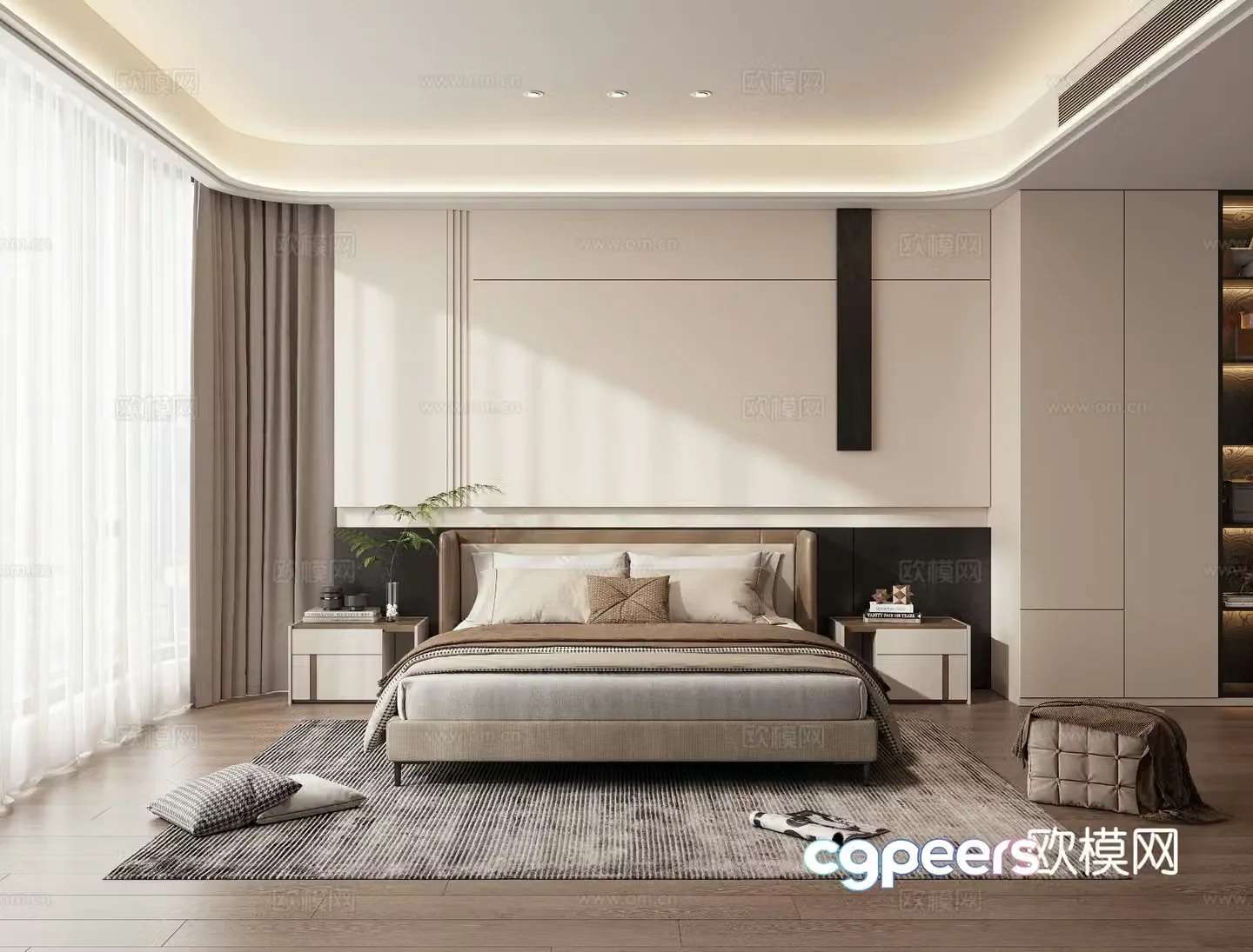 Modern simple bedroom Italian bedroom Master bedroom Secondary bedroom Double bed 3D model