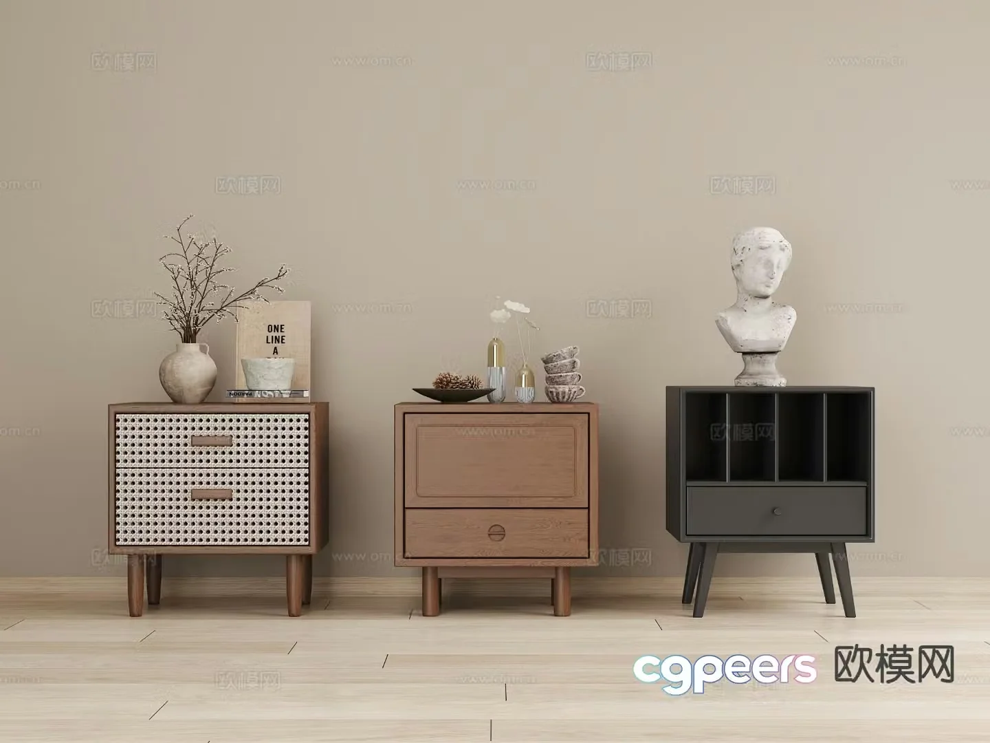 wabi-sabi bedside table 3d model