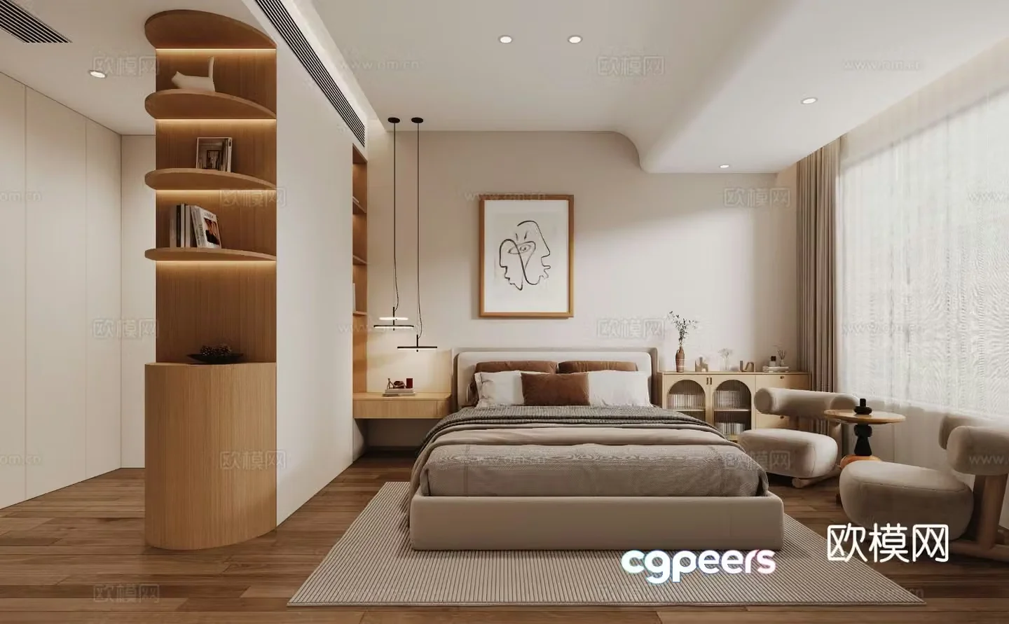 Nordic bedroom master bedroom 3d model