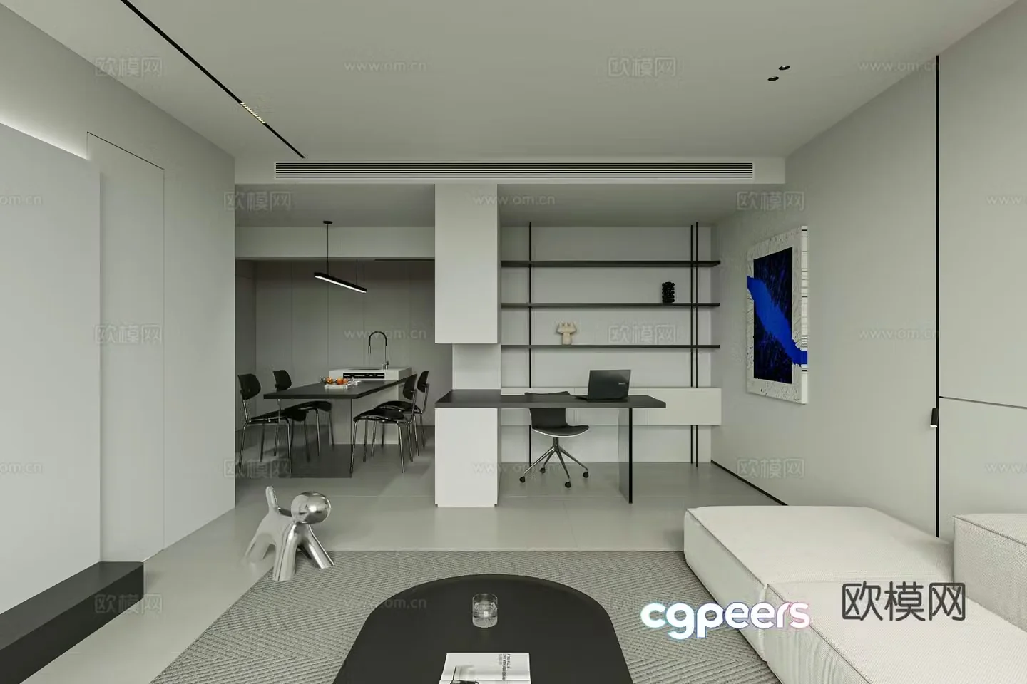 Modern guest restaurant 3d model