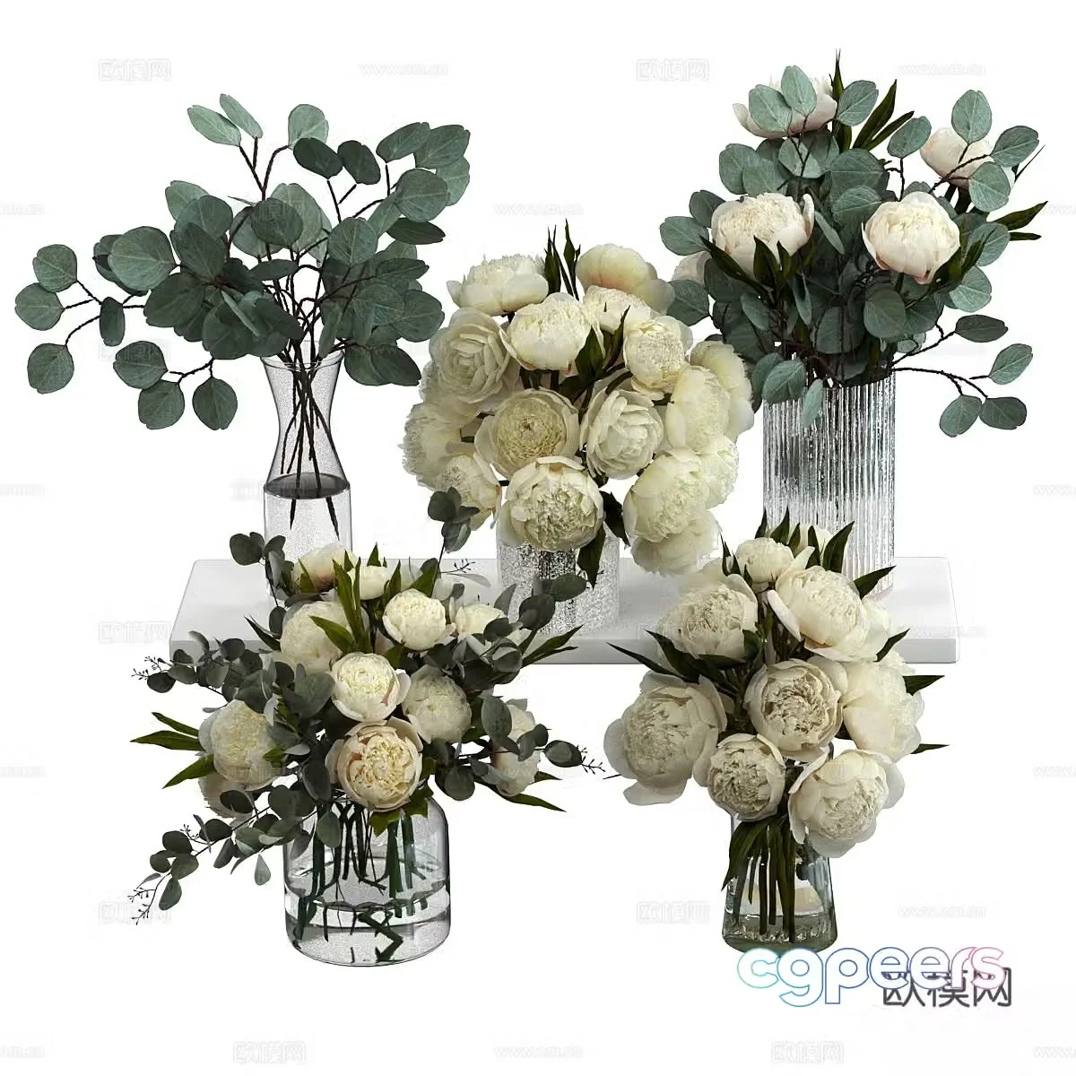 Modern vase flower art 3d model
