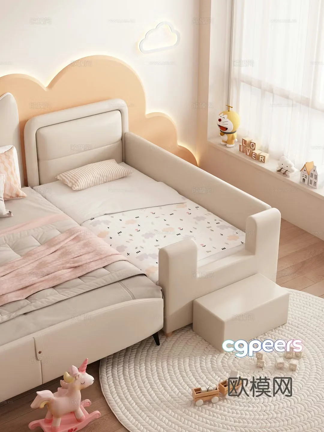 Spliced â€‹â€‹bed Children’s bed Crib Bedroom Toys Girls’ Room 3D Model