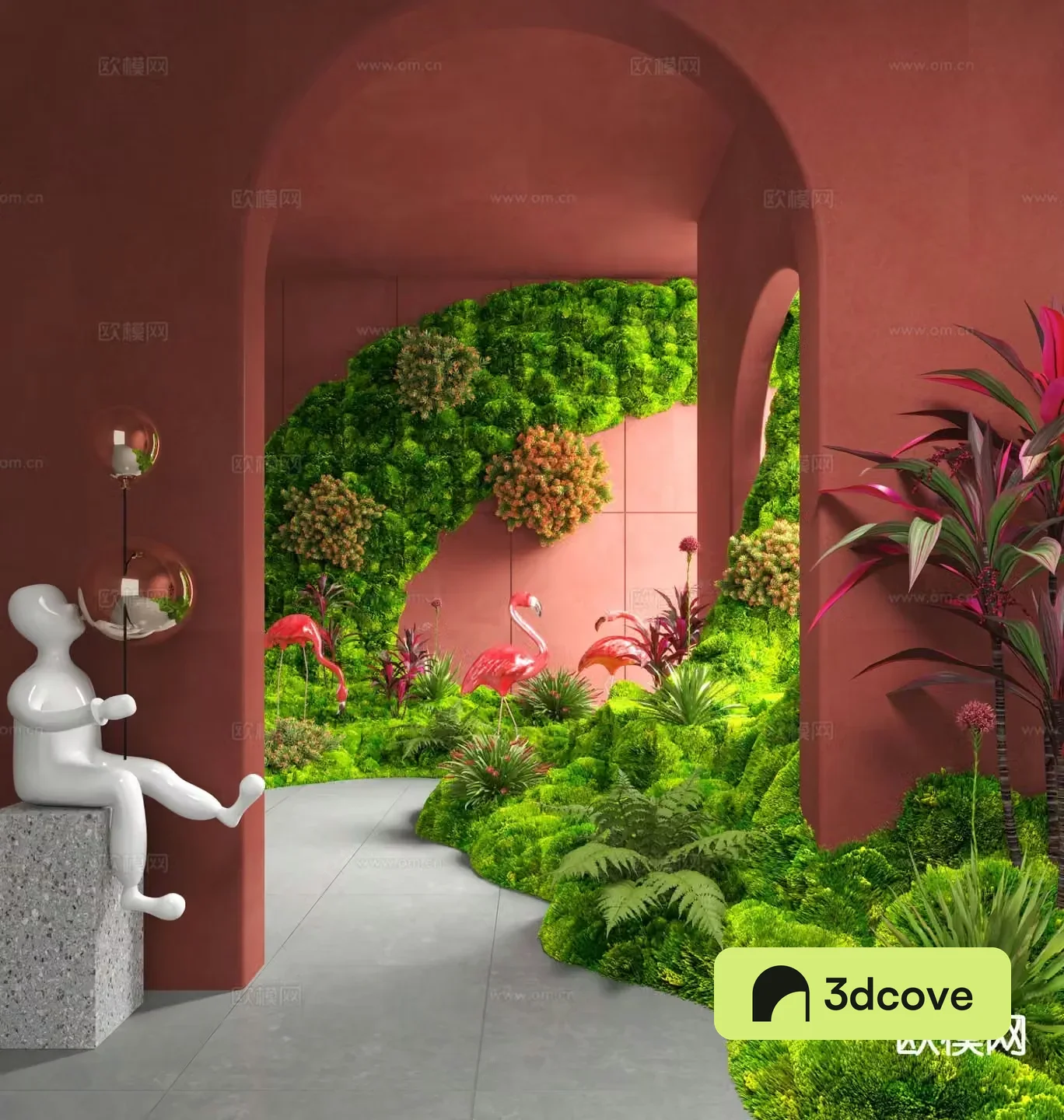 Indoor landscape moss landscaping