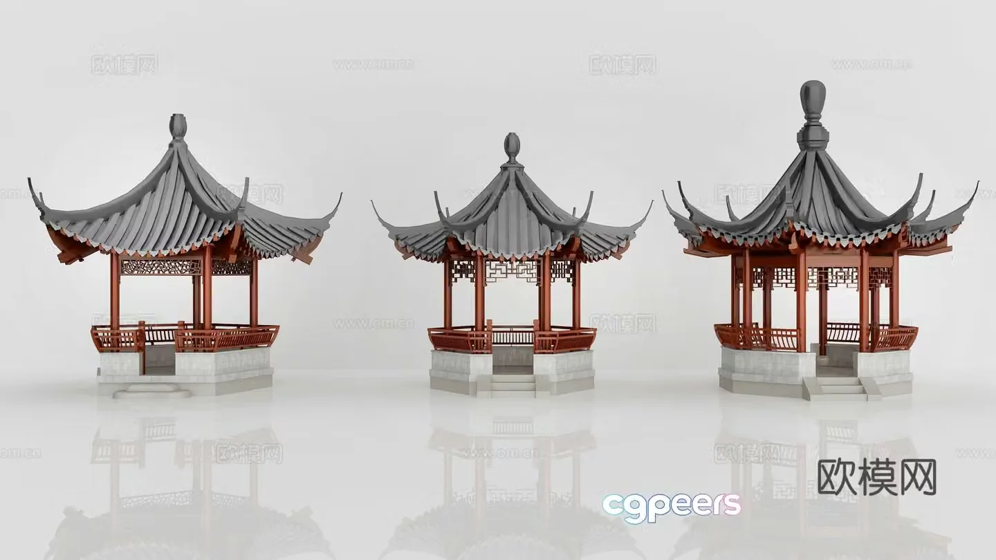 Chinese architecture ancient architecture pavilion loft landscape pavilion 3d model
