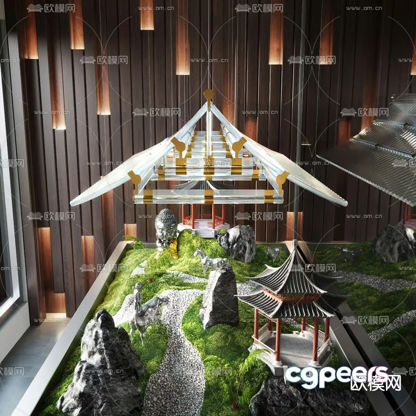 Indoor landscaping moss landscaping 3d model