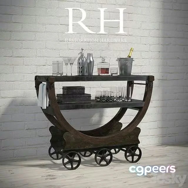 3ds Max Free – VINTAGE WALLPAPER FACTORY BAR CART
