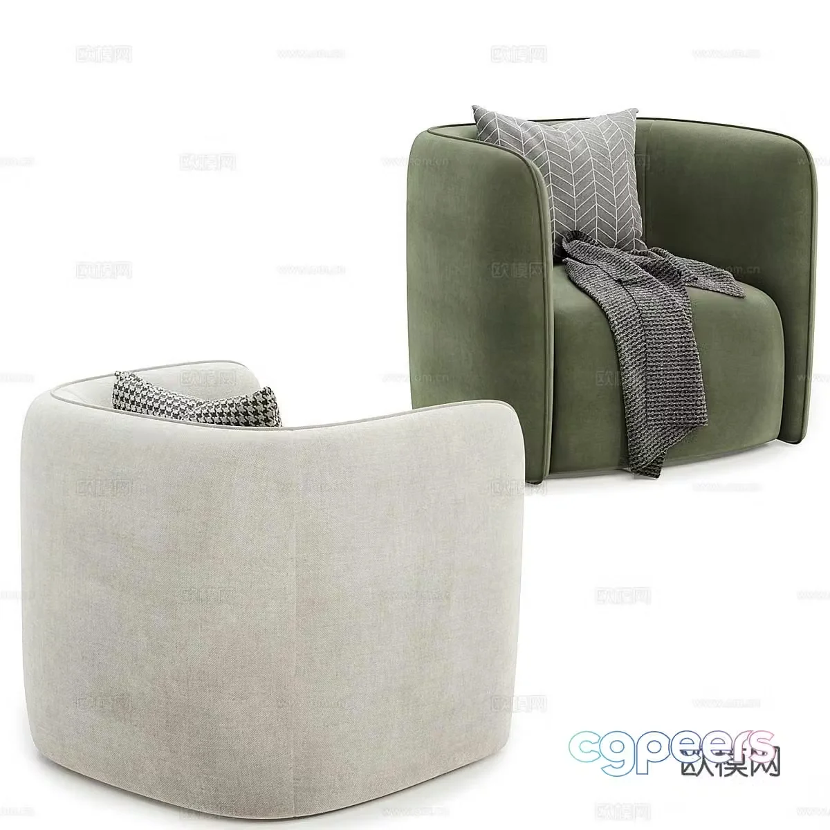 Fauteuil Italian fabric sofa single sofa sofa chair 3d model