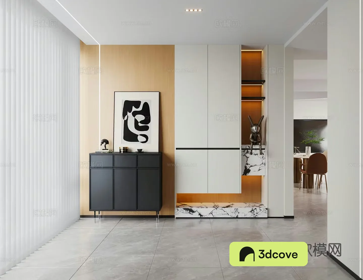 Modern entrance hall Italian entrance cabinet Modern shoe cabinet Cream style entrance door Italian low cabinet dining edge
