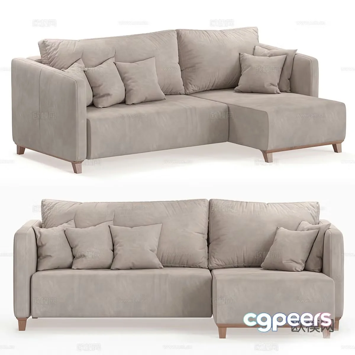 Modern Nordic art corner sofa 3d model