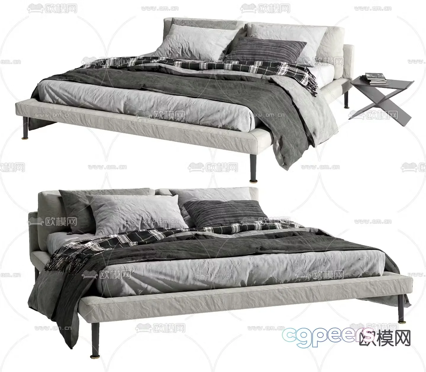 B&B Italia modern fabric double bed 3d model