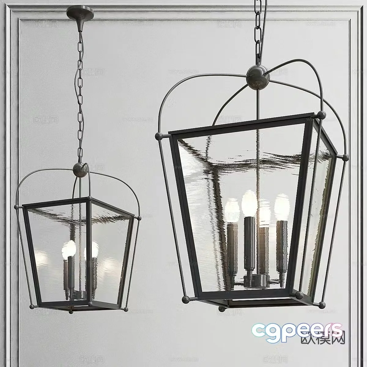 Industrial style chandelier creative chandelier 3d model