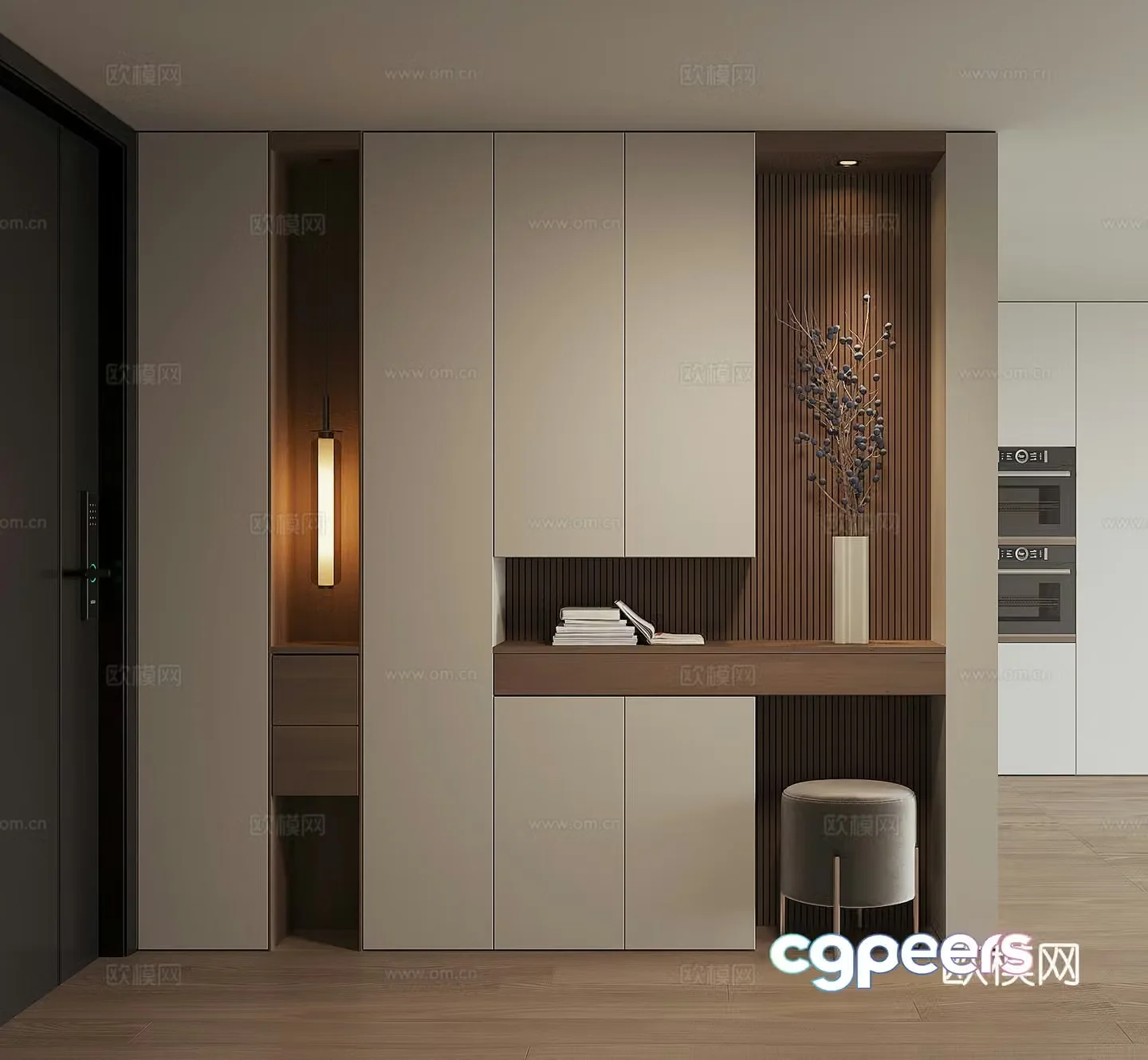 Modern home entrance shoe cabinet 3D model