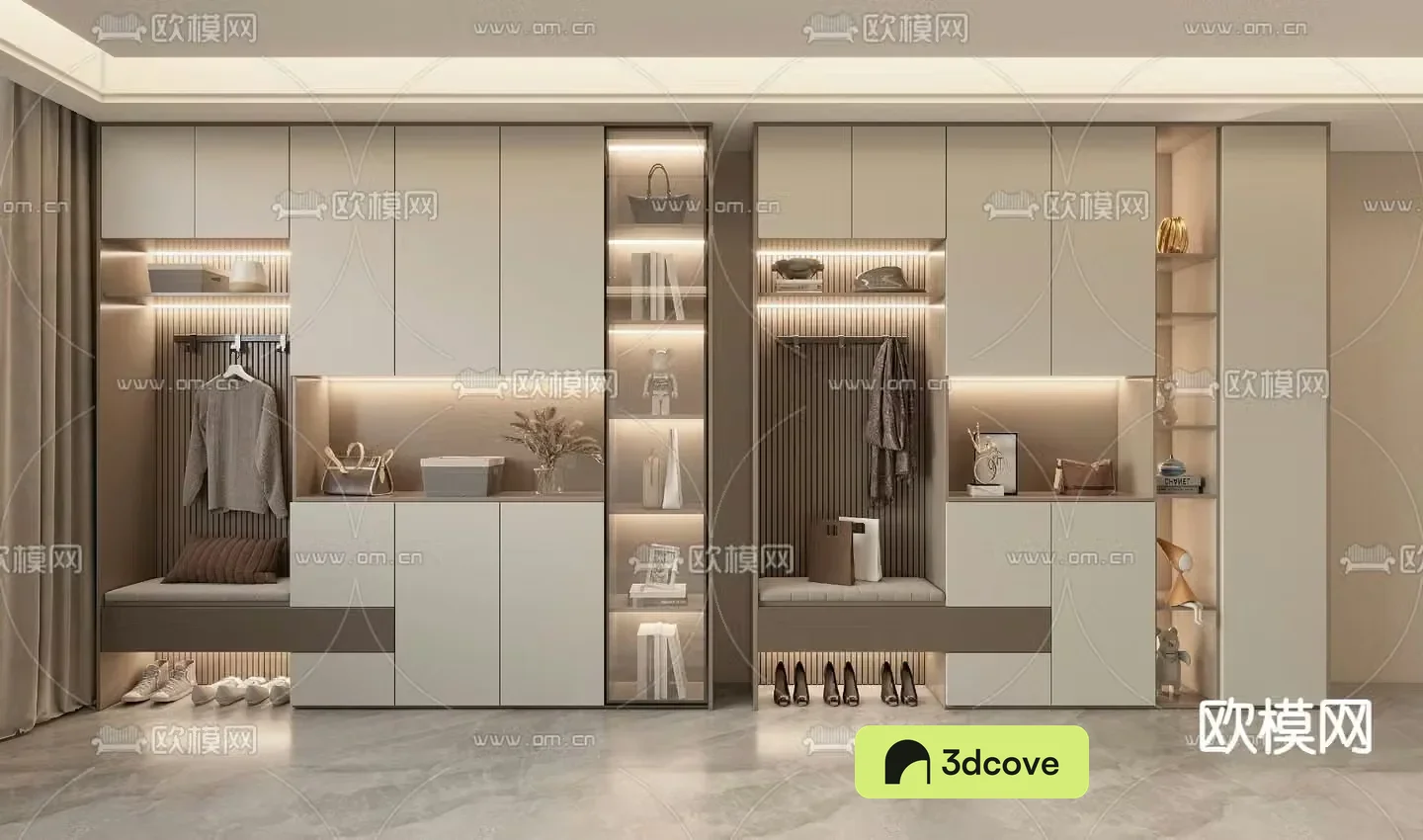 Modern entrance shoe cabinet shoe and hat cabinet