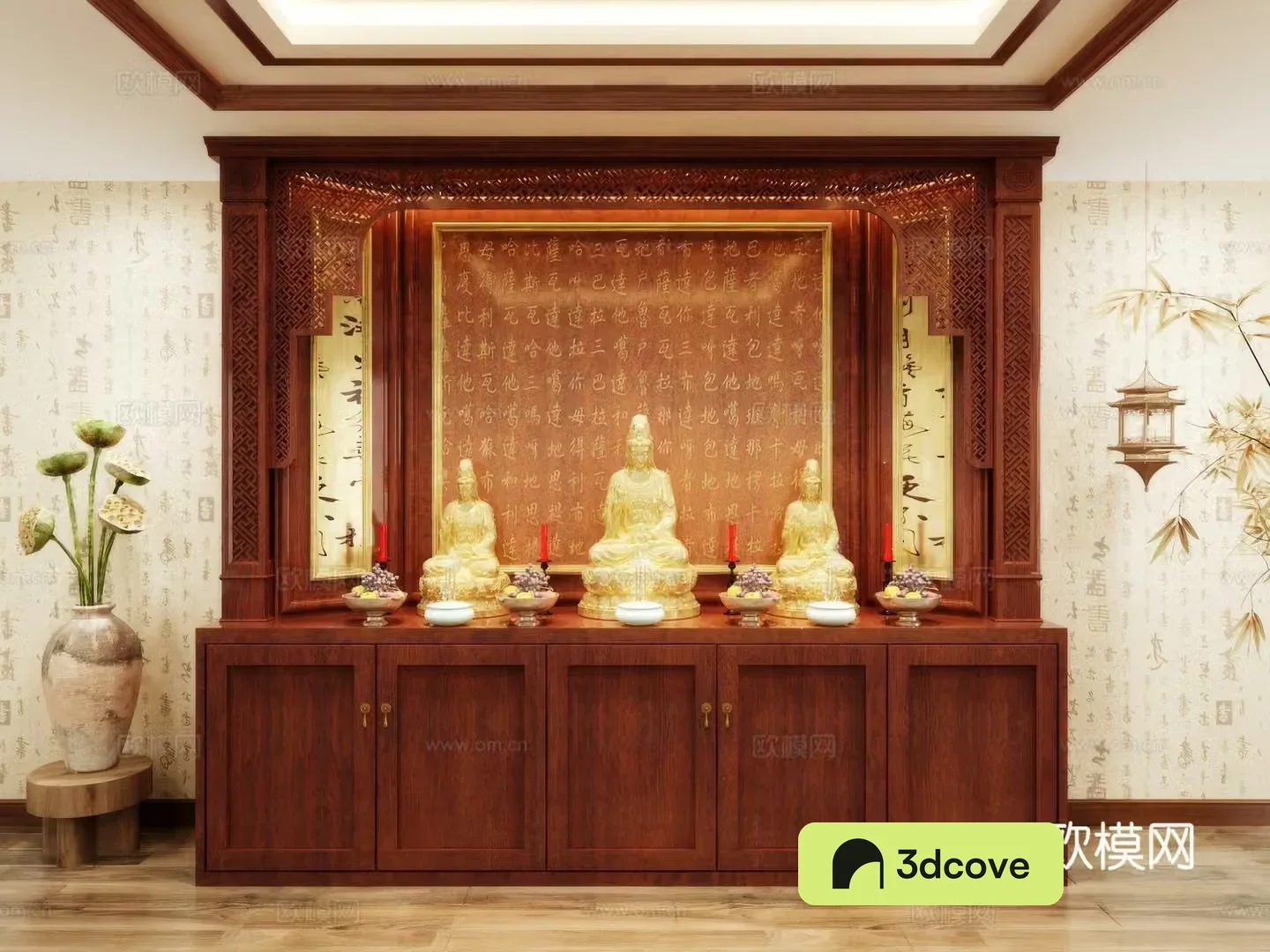 Buddha niche shrine hostel incense stove candle holder