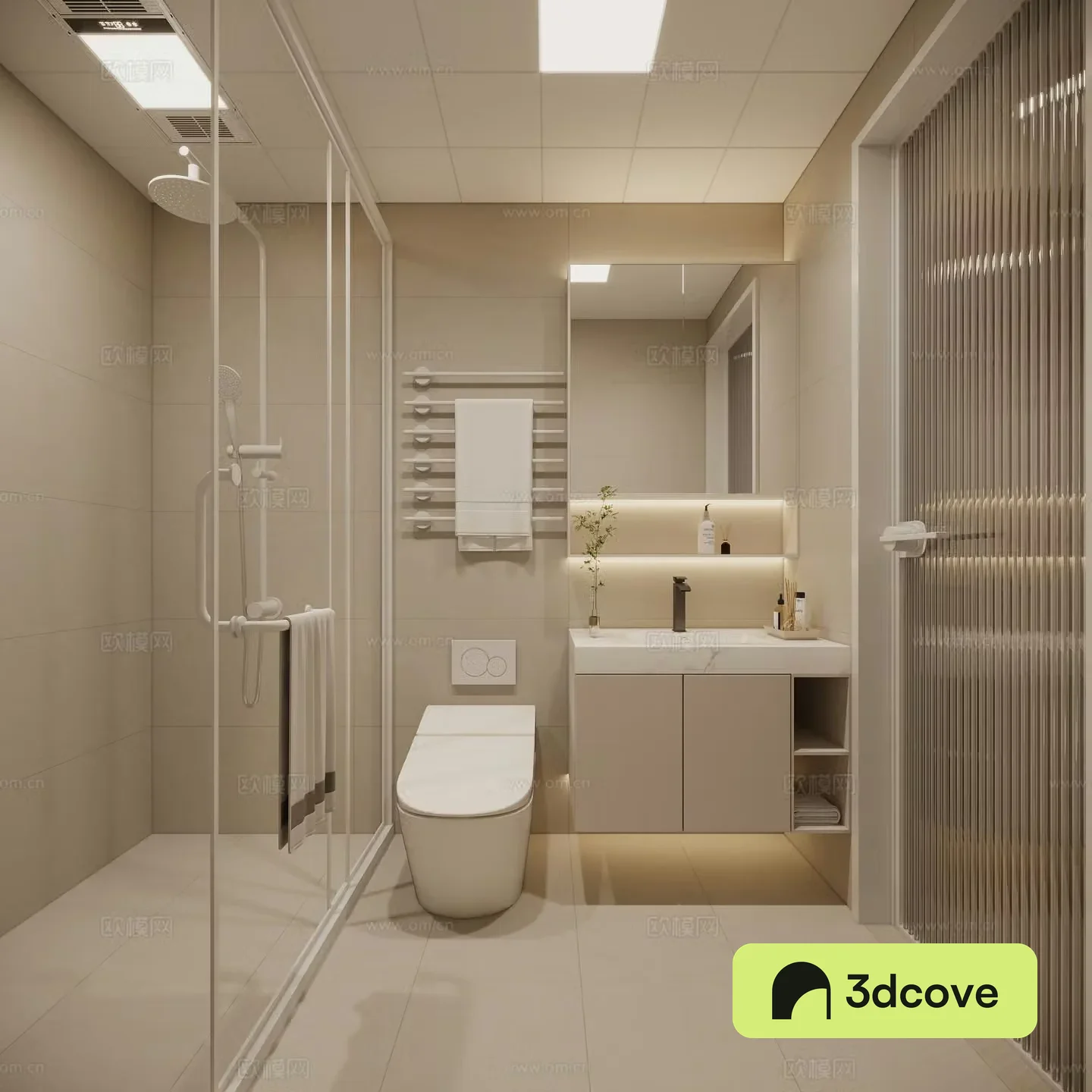 Modern creamy bathroom