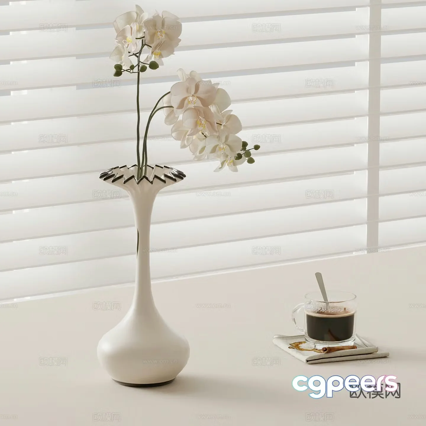 French retro style vase floral ornament 3d model