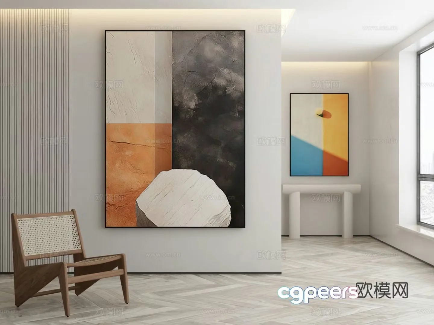 Modern texture painting decorative painting 3d model