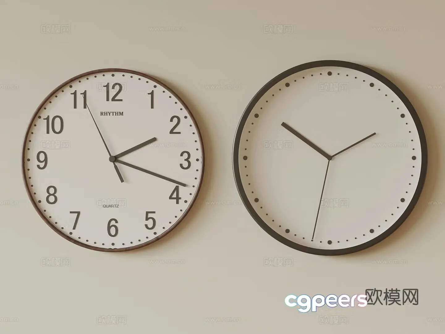 Modern wall clock combination 3D model