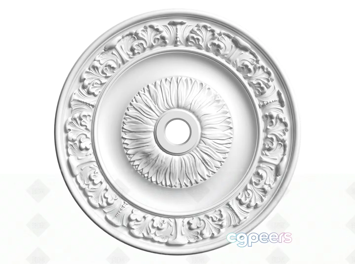 A Decorative Ceiling Medallion 3D Model – 17416 – VRAY Render
