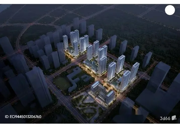 Modern Cityscape At Night 3D Model – 3065 – VRAY Render
