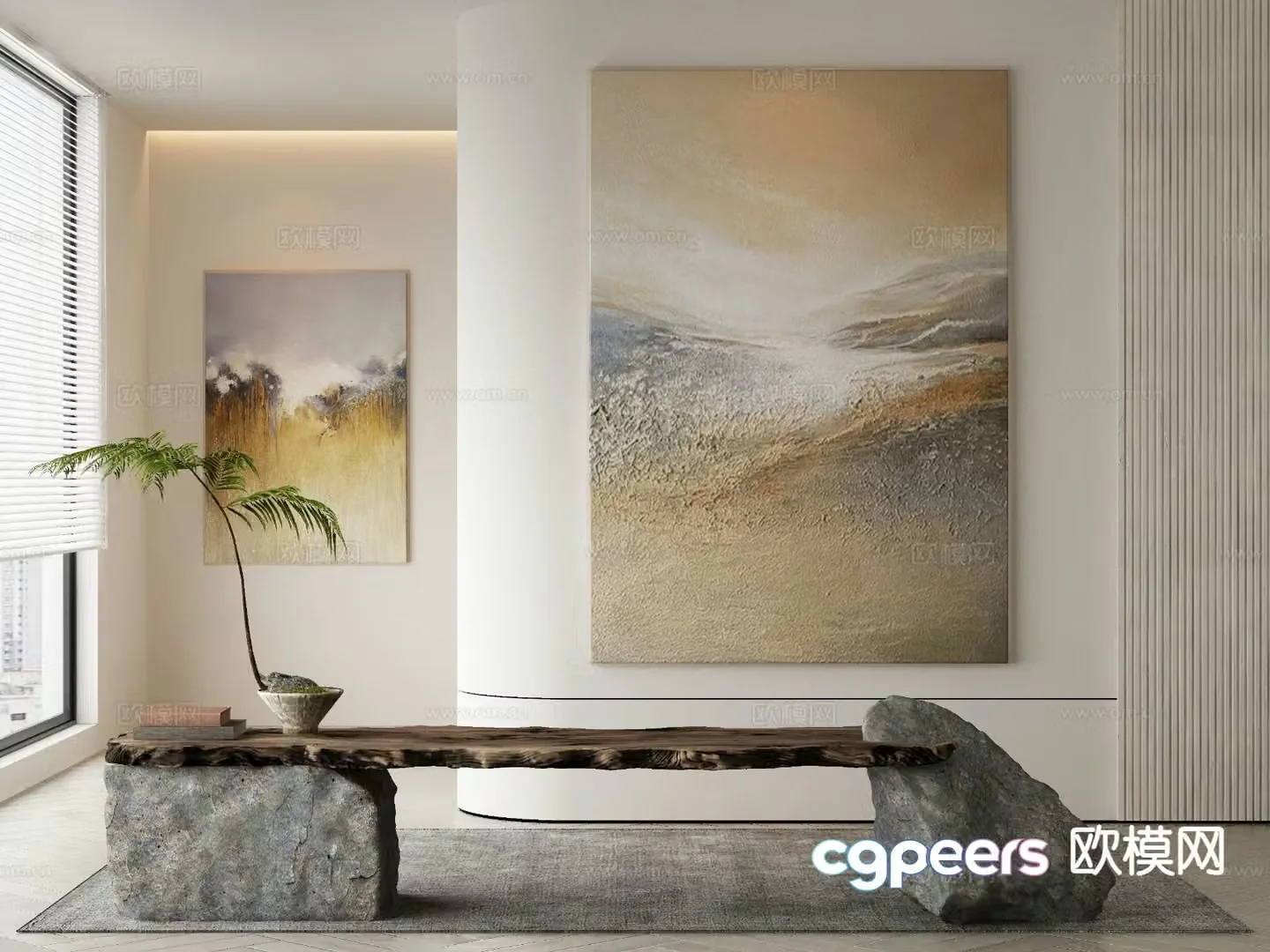 Wabi-sabi art painting texture painting decorative painting 3d model