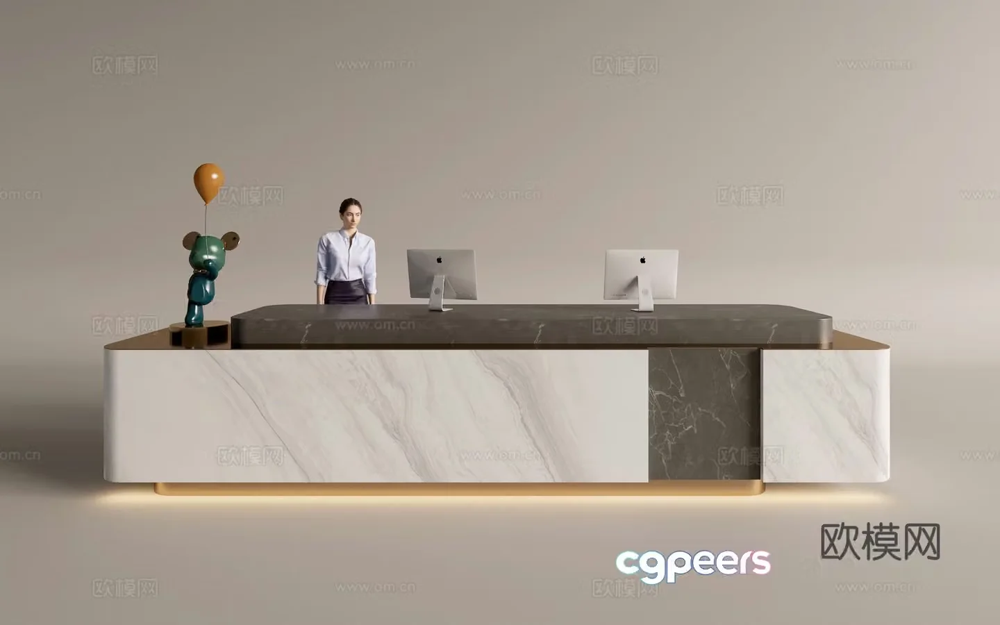 Modern company front desk reception area bar reception desk service desk 3d model