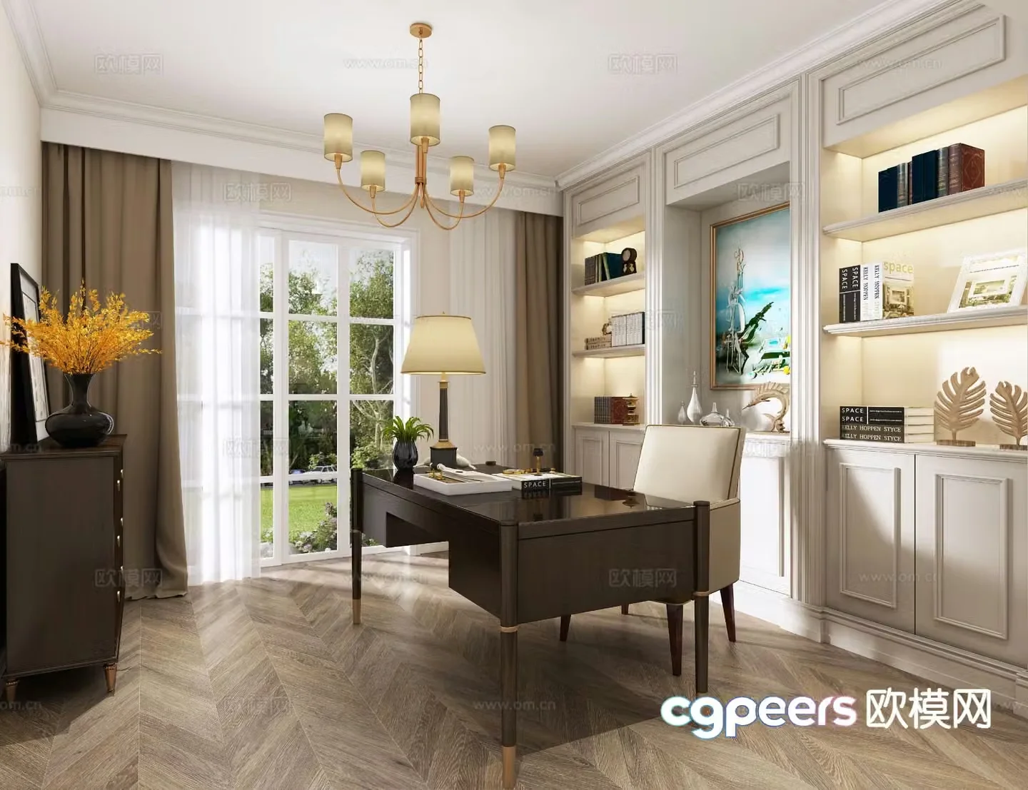 3D model of simple European study room