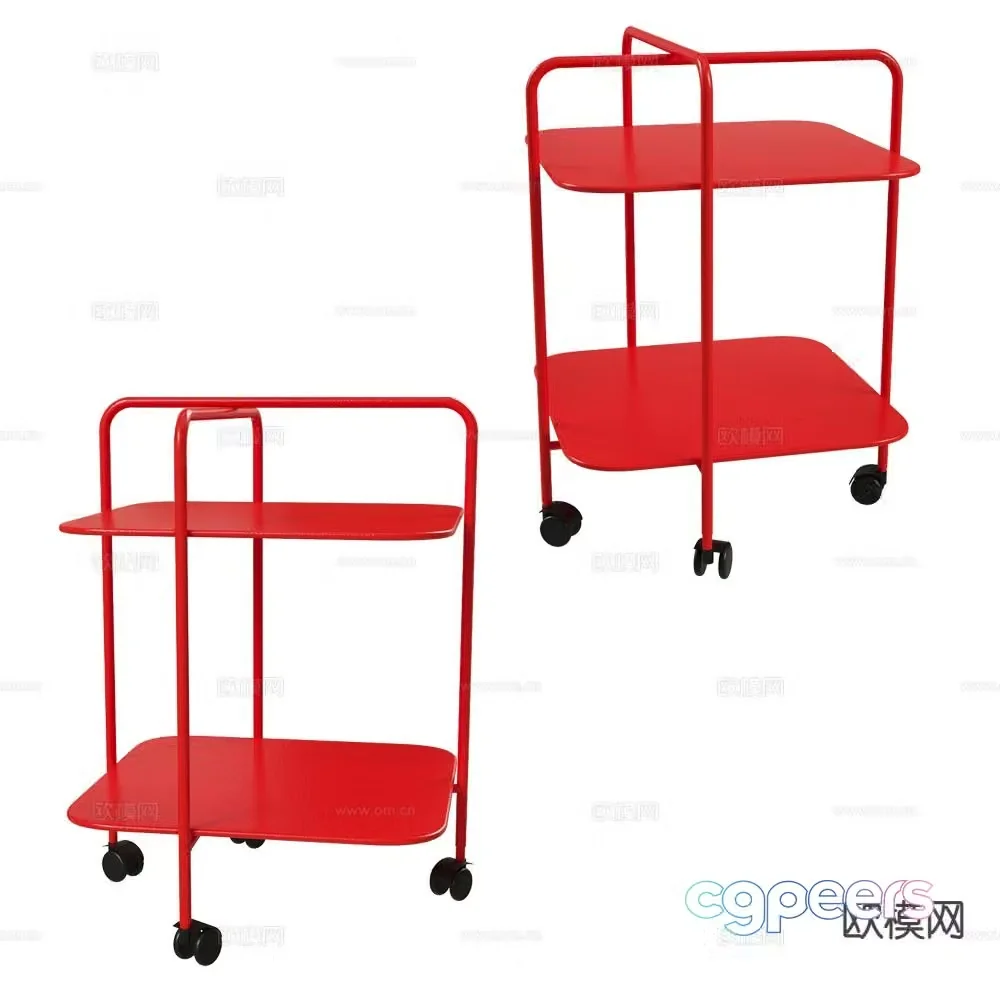 Fermob mobile side table corner table cart 3d model