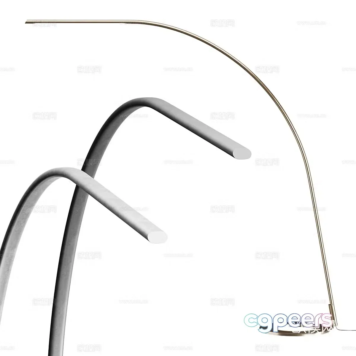 Modern metal floor -to -ceiling light 3D model