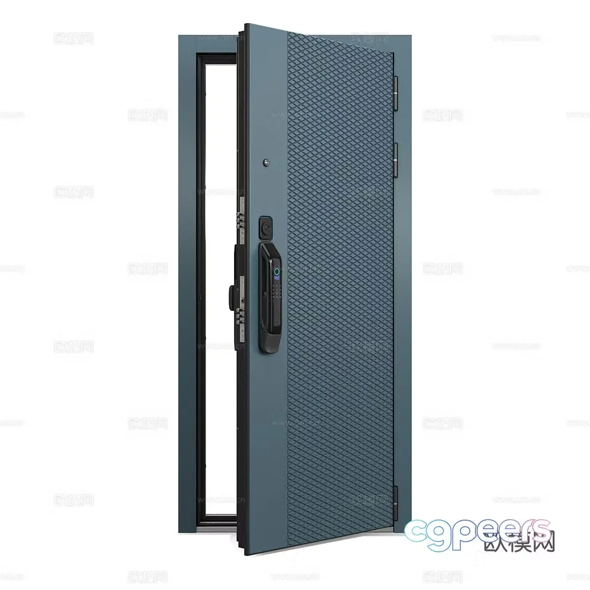 Modern minimalist door single door anti-theft door fingerprint lock 3d model