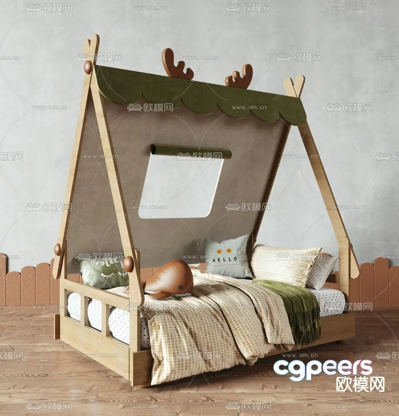 Modern children’s bed tent bed toddler bed child bed 3d model