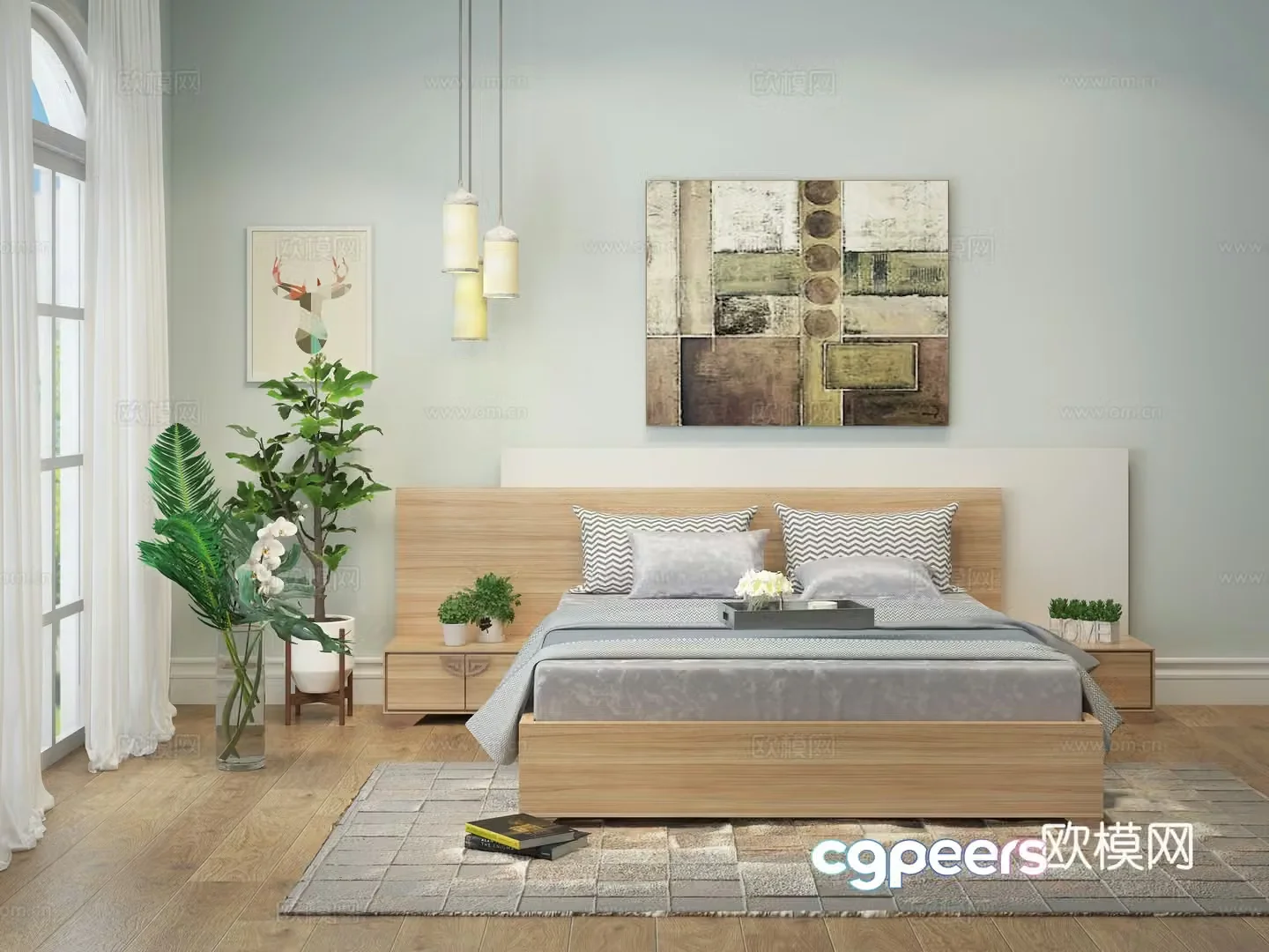 Nordic double bed 3d model