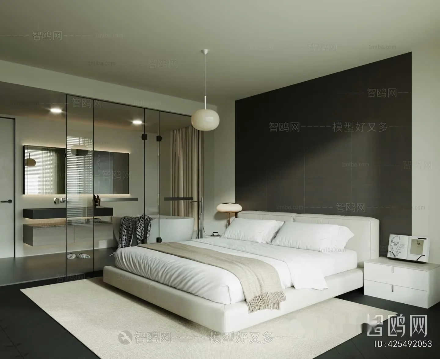 Modern Bedroom Design 3D Model – 7971 – CORONA Render
