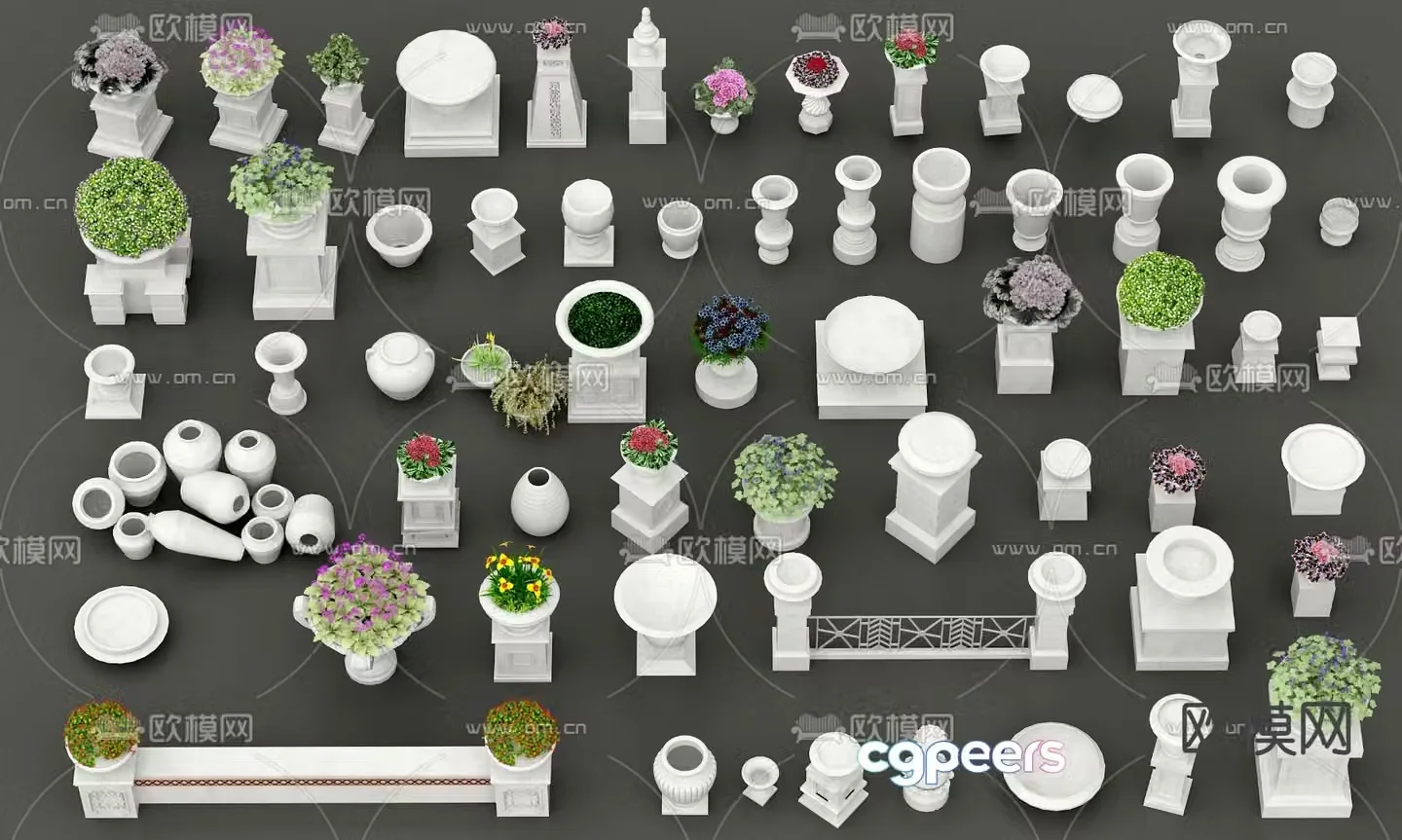 Outdoor flower bed flower trough flower bowl 3D model