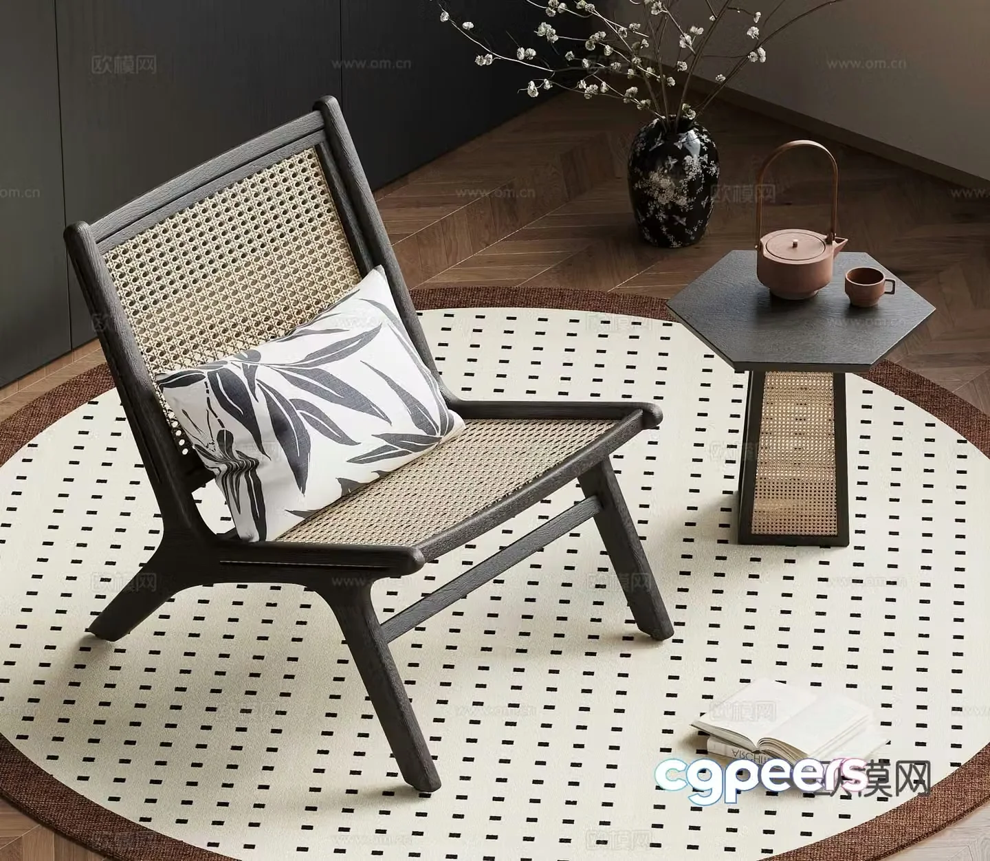 26 French medieval style leisure chair rattan edge 3D model