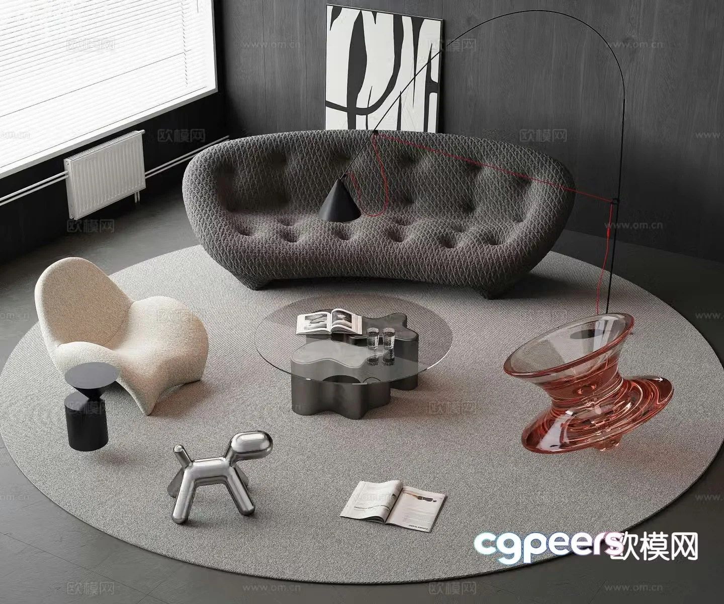 Italian sectional sofa 3d model
