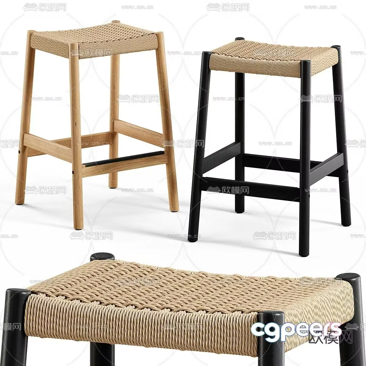 Modern stool woven stool 3d model