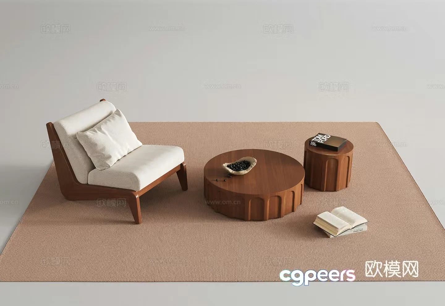 Modern medieval leisure chair single chair side and corner wooden chair 3d model