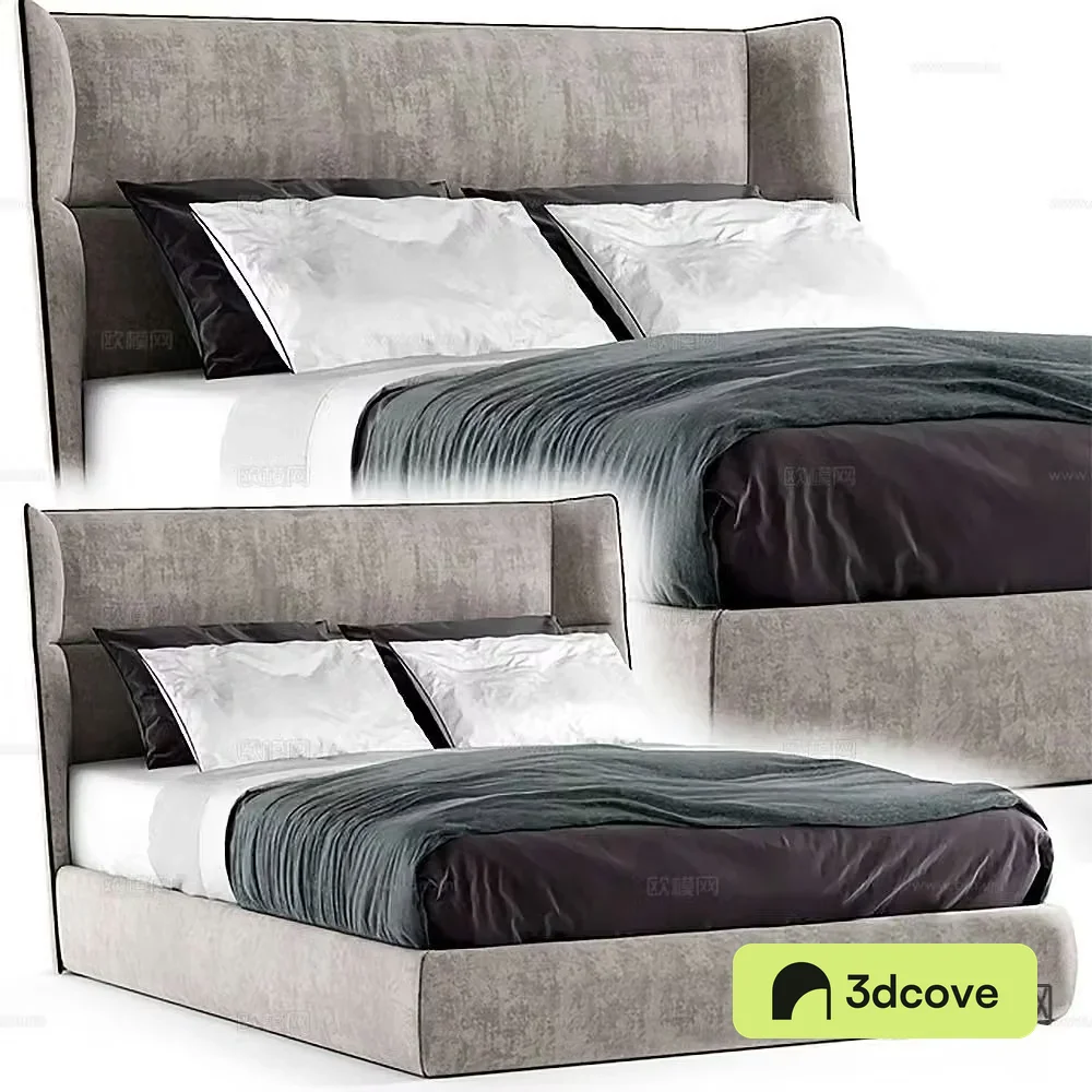 Modern double bed 3d model
