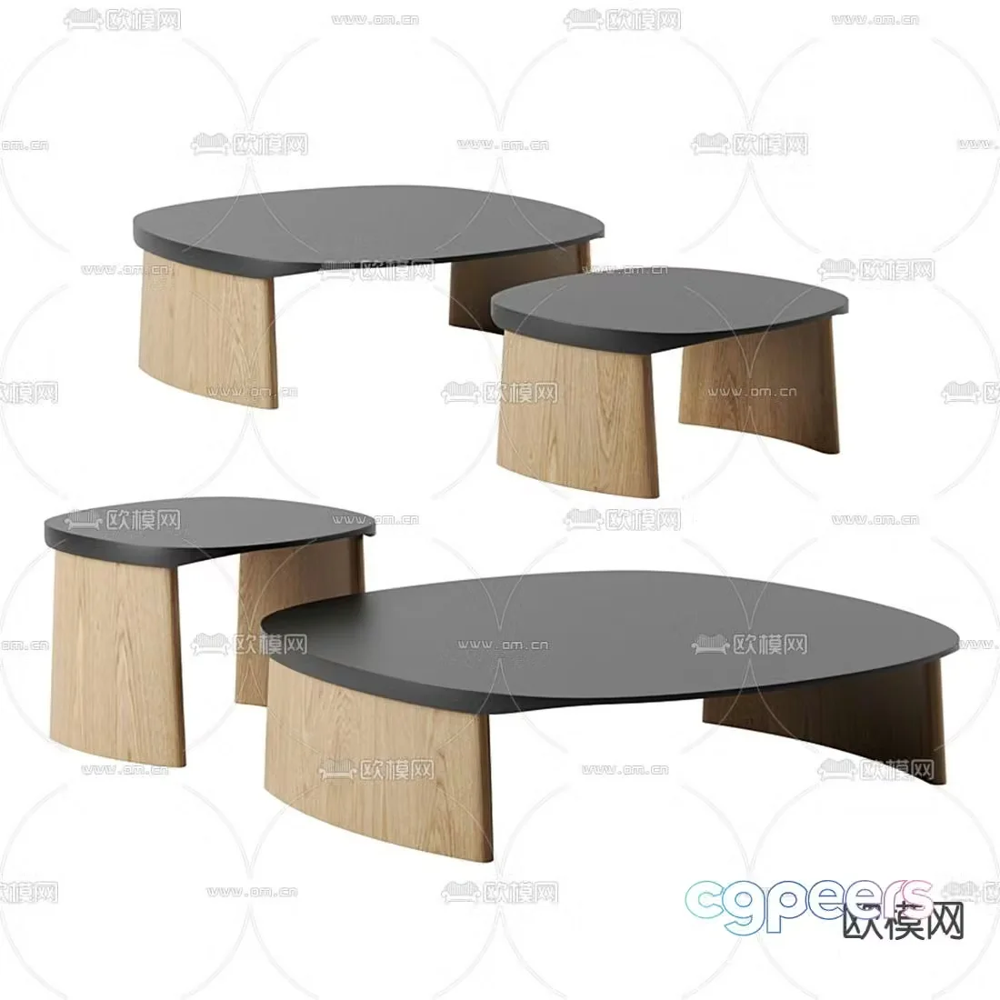 Molteni&C rounded corner coffee table 3d model