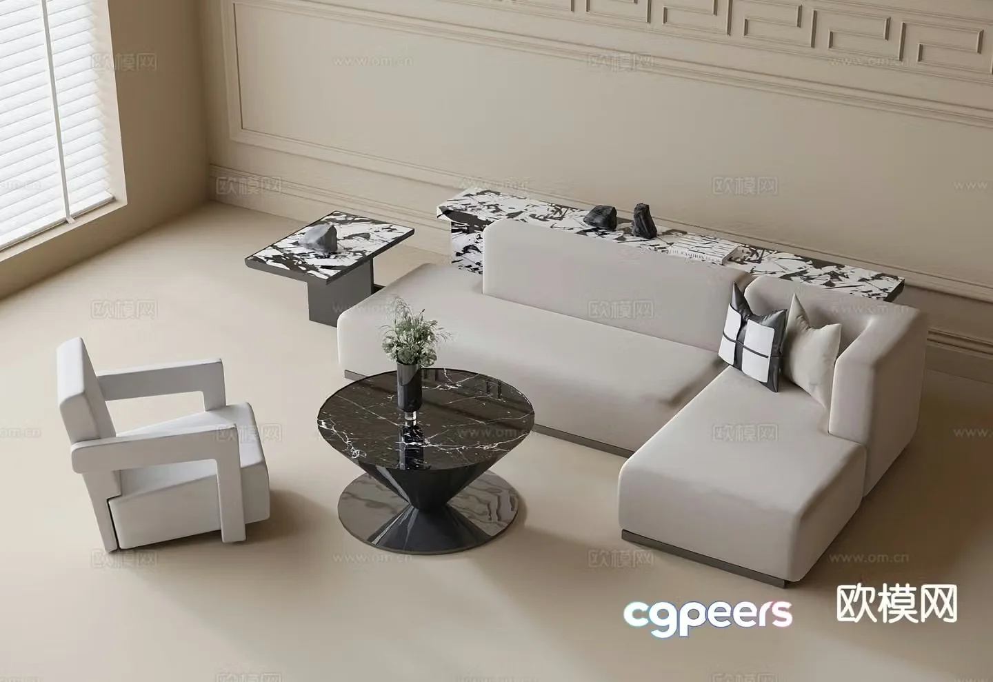 Modern sectional sofa 3d model
