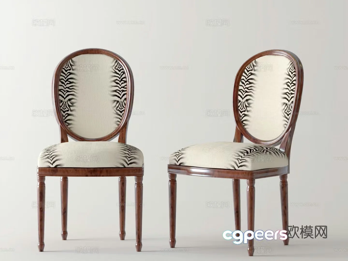 American dining chair leisure chair single chair desk chair 3D model