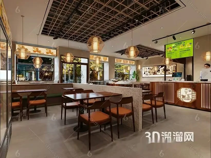 Modern Restaurant Interior 3D Model – 5604 – VRAY Render
