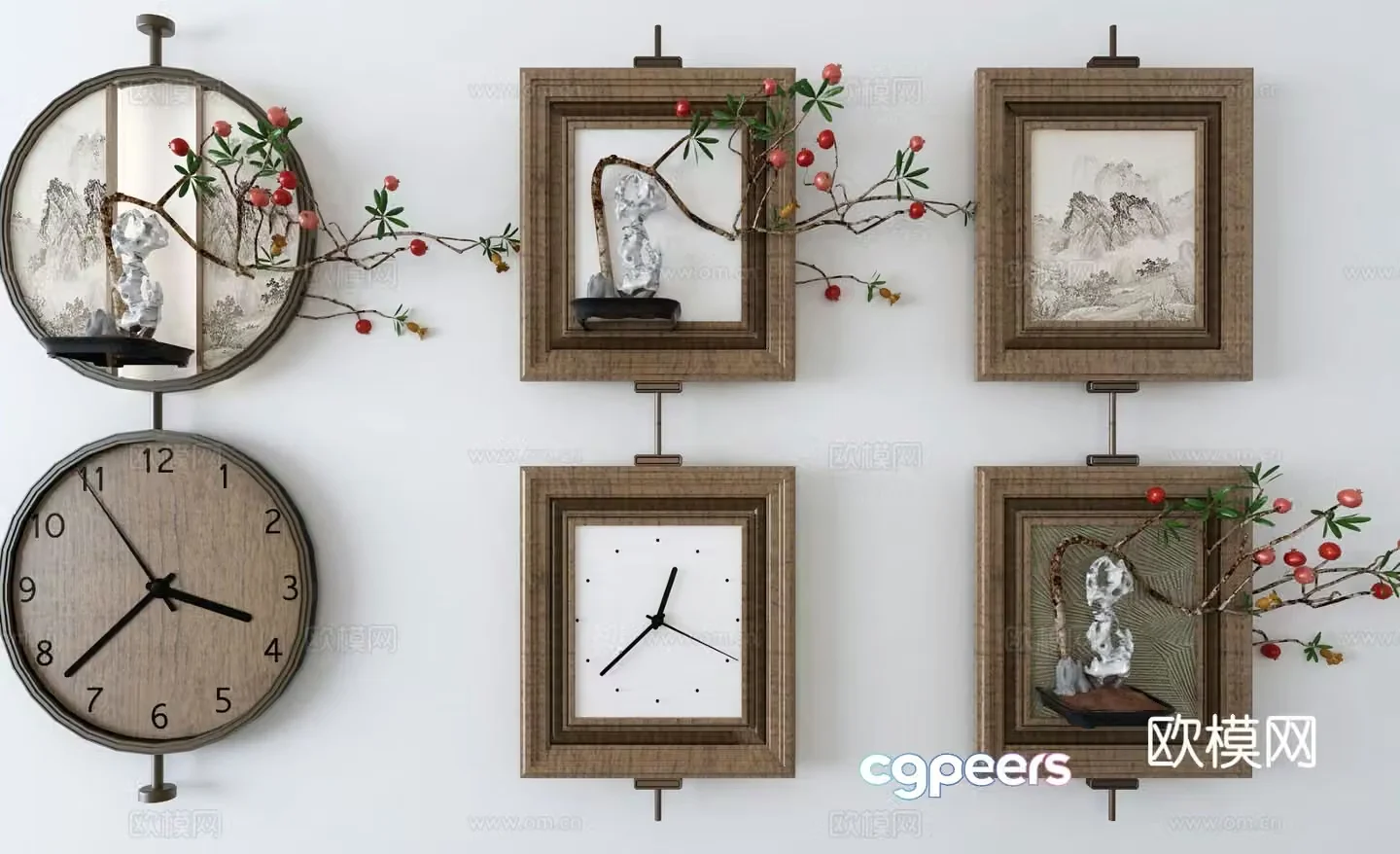 New Chinese style wall decoration landscape hanging decoration 3D model