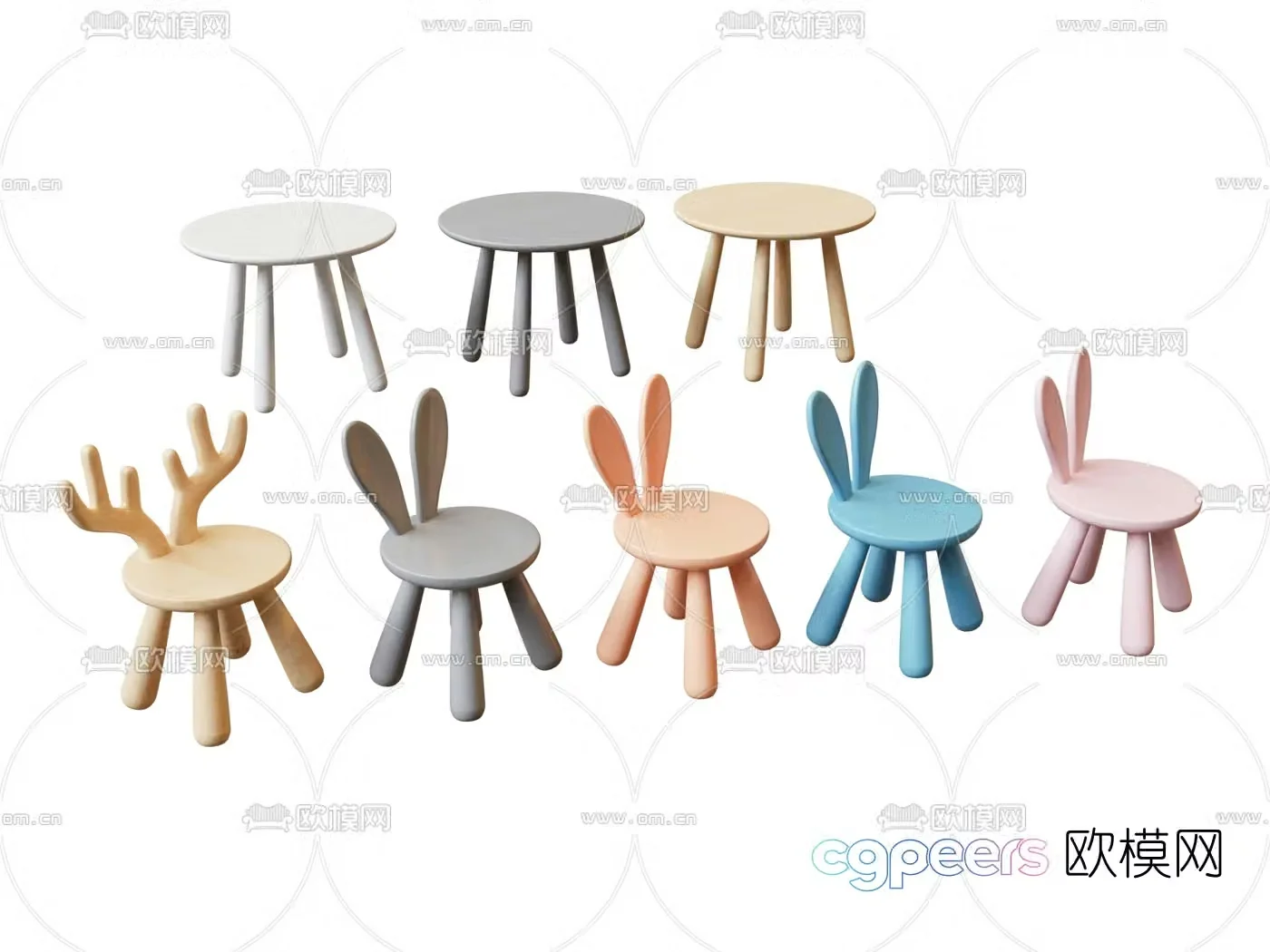 Modern children’s stool 3d model