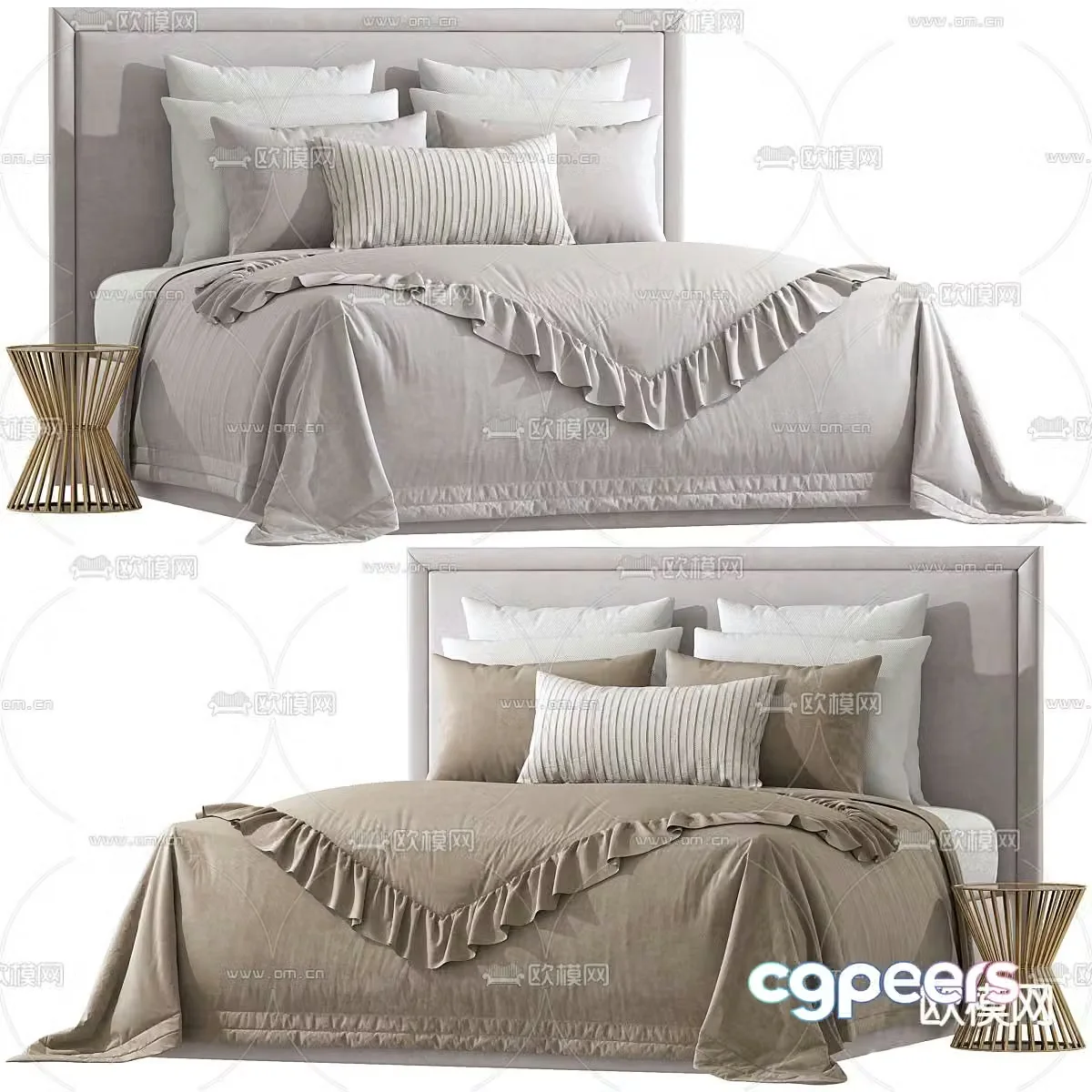 Modern double bed 3d model